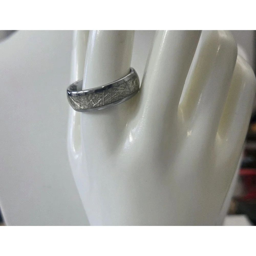 Meteorite Ring Engagement Wedding Tungsten Carbide Men's Band‎ Size 13.75